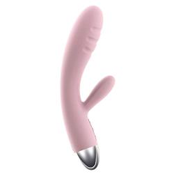 Svakom Barbara Rechargeable Ribbed Rabbit, Pale Pink