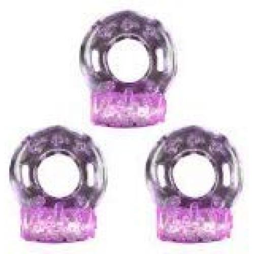 3Pcs Orgasmic Vibrating Erection Ring, Purple