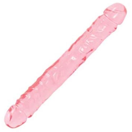 Doc Johnson Crystal Jellies - Jr. Double Dong - 12 Inch - Double Sided Dildo - Pink