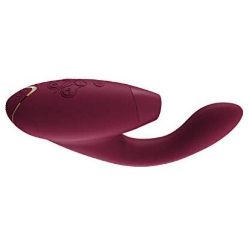 Womanizer Duo Rabbit Massager for Women with Sucking Stimulation, G-Spot Stimulation, 12 Intensity Levels, Free 30ml WV lube + 10 Modes, Bordeaux