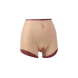 FEEDGO Fake Silicone Vagina Underwear for Drag Queen Silicone Shorts for Crossdresser Transgender with Pubic Hair