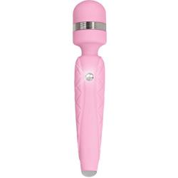 Pure Love Silicone Vibrating Wand and Personal Massager, Pink Color, Rechargeable and Multi-Speed with Swarovski Crystal Button, Quilted Handle, Adult Sex Toy, Body Massager