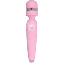 Pure Love Silicone Vibrating Wand and Personal Massager, Pink Color, Rechargeable and Multi-Speed with Swarovski Crystal Button, Quilted Handle, Adult Sex Toy, Body Massager