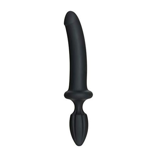 Kink by Doc Johnson - Fuck Plug - Double-Ended Dildo/Butt Plug Combo - 10" Long and 1.5" Long - Dual Density SecondSkyn™ Silicone - Black