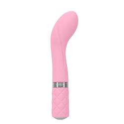 Pure Love Silicone G-Spot Vibrator Pink, Rechargeable and Multi Speed with Swarovski Crystal Button, Pretty Quilted Vibrator