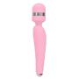 Pure Love Silicone Vibrating Wand and Personal Massager, Pink Color, Rechargeable and Multi-Speed with Swarovski Crystal Button, Quilted Handle, Adult Sex Toy, Body Massager