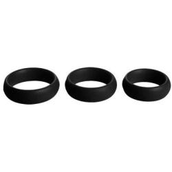 Master Series Silicone Cock Ring, Black, 3-Piece Set