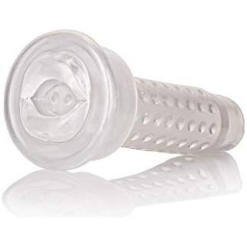 CalExotics Optimum Series Stroker Mouth Pump Sleeve - Male Silicone Masturbation Sleeve - 6.25 Inch Adult Male Masturbator Sex Toy – Clear