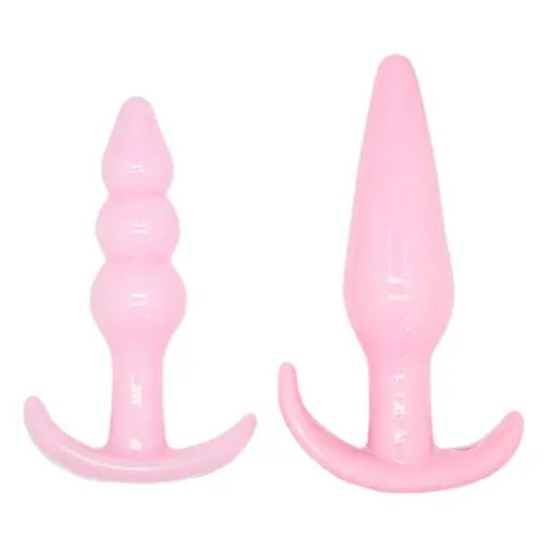 Roxy Sex Toys Butt Plug 2 Piece Anal Plug Set for Men & Women Silicone Toys Pink
