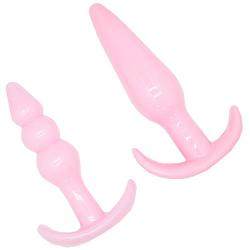 Roxy Sex Toys Butt Plug 2 Piece Anal Plug Set for Men & Women Silicone Toys Pink