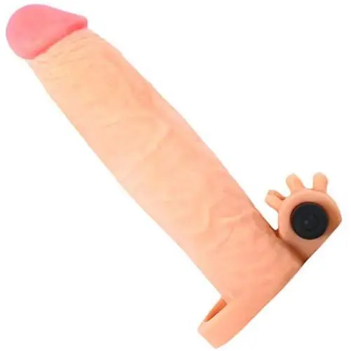Vibrating 2" Penis Extension Sleeve For Men Realistic Texture and Vibrating Bullet for Clit Stimulation Vibrating 2" Penis Extension Sleeve For Men Realistic Texture and Vibrating Bullet for Clit Stimulation