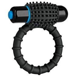 Doc Johnson OptiMALE - Vibrating C-Ring - Stretchable Silicone - Powerful and Removable 10 Function Bullet - Black