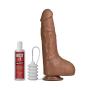 Doc Johnson Bust It - Squirting Realistic Penis with Removable Vac-U-Lock Suction Cup Base and 1 oz. Bottle of Nut Butter - Harness Compatible - Storage Bag Included - Futanari Fantasy - Caramel