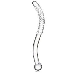 Double-Ended Glass Wand Textured Curved Huge Smooth Medical-Grade Crystal Stick for Women Men Female Beginners