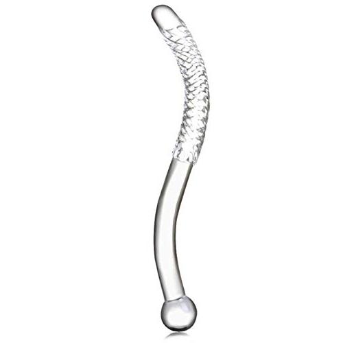 Double-Ended Glass Wand Textured Curved Huge Smooth Medical-Grade Crystal Stick for Women Men Female Beginners