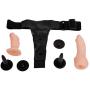 HEALIFTY Adult Sex Toy Adjustable Strap Harness with Double Realistic Dildo Elastic Strap On PU Leather Pants for Lesbian Couple