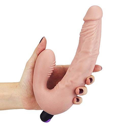 Hands Free Play Strapless Powerful Rotating Rabbit Thruster for Women Remote Control Strap On Lesbian Double Ended Toys Realistic Silicone