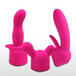 Mini Massager Attachments Massage Accessories Accessory Attachment Silicone- Three Different Styles (Pink)