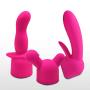 Mini Massager Attachments Massage Accessories Accessory Attachment Silicone- Three Different Styles (Pink)