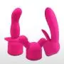 Mini Massager Attachments Massage Accessories Accessory Attachment Silicone- Three Different Styles (Pink)