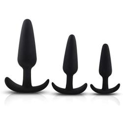 Silicone Trainer Plug Kit Massage Tool Anales Beginners Training Set for Women Men Couple (3PCS Black)