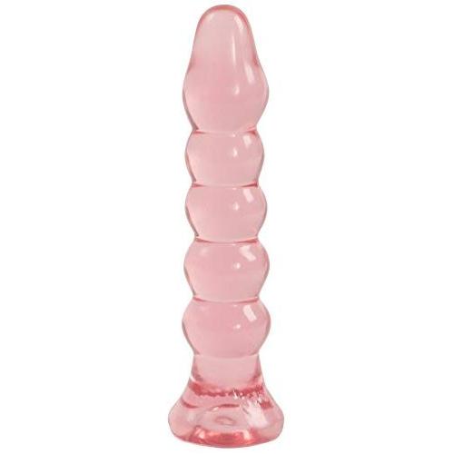 Doc Johnson Crystal Jellies - Ribbed Dildo/Anal Plug - For Beginners - Pink