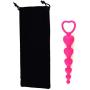LoveI Anal Sex Toy Beads Butt Plug Valentine Heart Shaped Prostate Massager with Safe Pull Ring Handle Soft Carry Bag Unisex G Spot - Pink