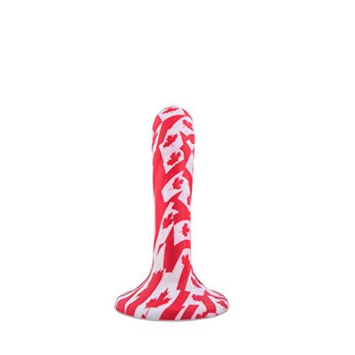 6.7 Inch Silicone Pride of Canada Dildo with Powerful Suction Cup Base, Grooved Shaft and Strap on Harness Compatible