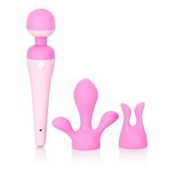 Inspire Handheld Flexible-Headed Cordless Electric Mini Massager Set - Pink