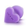 Play with Me - Naughtier Candy Heart - Fuck Me - Smooth Satin Finish Heart Shaped Bottom Anal Butt Plug - Platinum Silicone - Sex Toy for Men and Women (Purple)