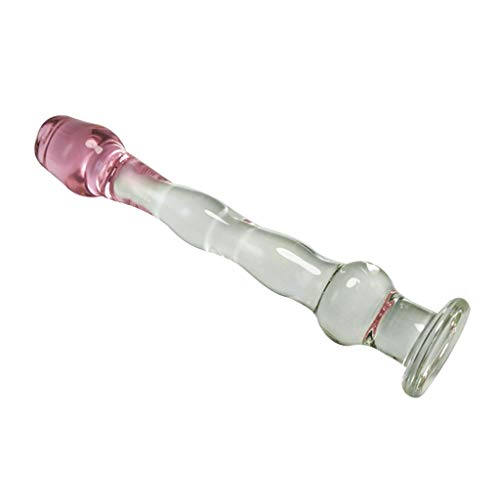 a-YUEYUE Crystal Glass Pleasure Wand Dilo Glass Rose Double Head Design Personal Massager