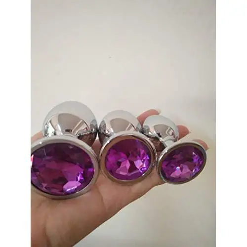 Purple gem -3 PCS - Stainless Steel Gem Anales B~UT @ T Plugs Set Coach Toys, Personal Game Massager for Men and Women Lovers
