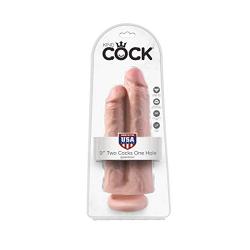 Pipedream Products King Cock 9" Two Cocks One Hole, Flesh, 24 Lb