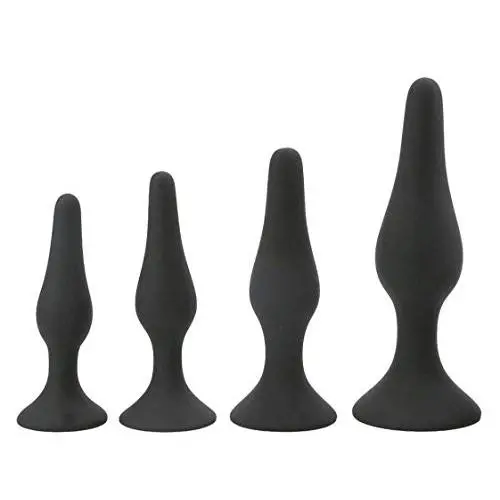4PCS Anal Plug Set Medical Silicone Sensuality Anal Massager(Black) 1 Set 4PCS Anal Plug Set Medical Silicone Sensuality Anal Massager(Black) 1 Set