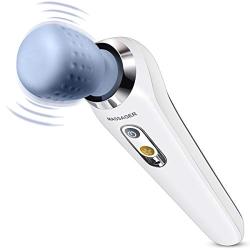 BONTIME Powerful Wand Massager - Personal & Cordless Massager for Muscles Handheld Deep Tissue with Flexible Head, Travel Lock Mode, Curved Hand Design (White)