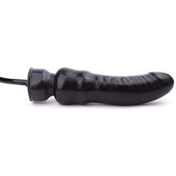 EXLATEX Adults Inflatable Pump Latex Solid Dildo with Plug Latex Masturbation (One size, Black)