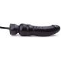 EXLATEX Adults Inflatable Pump Latex Solid Dildo with Plug Latex Masturbation (One size, Black)