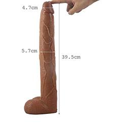 WY-LOVE 16in Pleasure Toys for Women, Huge Dǒngs Strong Suction Cup for Handfree Play Brown