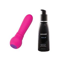 High End & Powerful Ultra Bullet Body Massager with 20 Vibration Modes, Body Safe Silicone, and Waterproof Paired with Aqua Water Based Lube (Pink)