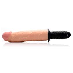 Master Series The Curved Dicktator 13 Mode Vibrating Giant Dildo Thruster - Flesh, 14.5 Inch XXL