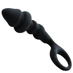 Cloud 9 Novelties Premum Silicone Angled Tip Prostate Stimulator Massager Plug, Black, 0.16 Pound