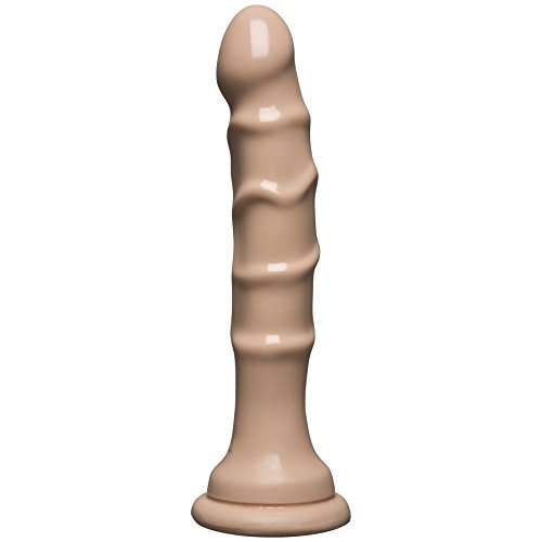 Doc Johnson Raging Hard-Ons - Slim Line - 5.5 Inch (6.9 in. Long and 1.2 in. Wide) - Heavily Veined - Dildo with Suction Cup Base - Great For Anal Beginners - Vanilla
