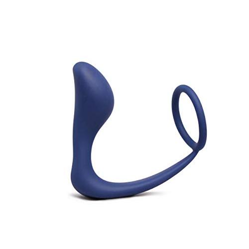 Lynk Pleasure Products Anal Orgasm Performance & Erection Enhancing Cock Ring and Anal Plug Combo - Pure Silicone - Navy Blue Fantasy Sex Toy