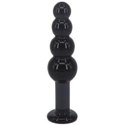 Eastern Delights Crystal Beads Anal Butt Plug Trainer Sex Toy for Beginners, Glass Pleasure Wand (Black)