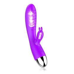 Cordless Pleasure Waterproof Quiet Soft Dual Motor Wireless 30 Speeds Mode USB Recharging Ràbbit Víbràtòr Can Bending at Any Angle Sports Equipment Thrusting (Color:Purple)