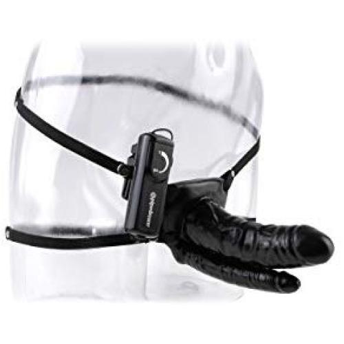 Fetish Fantasy Series 6" Double Penetrator Vibrating Hollow Strap-on, Black