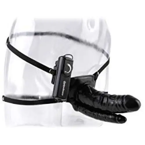 Fetish Fantasy Series 6" Double Penetrator Vibrating Hollow Strap-on, Black Fetish Fantasy Series 6" Double Penetrator Vibrating Hollow Strap-on, Black