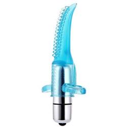 Silicone G Spot & Clitoris & Nipples Stimulator Vibrator & Dildo Waterproof Massager Masturbation Vibe Erotic Foreplay Sex Toys (Blue Tongue Shape)