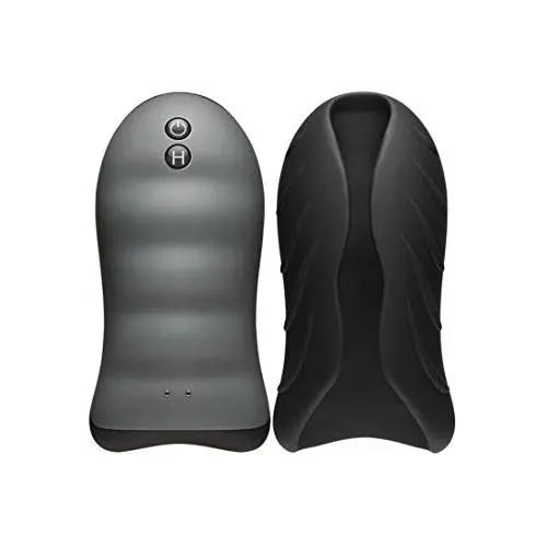 Doc Johnson OptiMALE - SecondSkyn Silicone Warming Stroker - 10 Vibration Functions - Rechargeable, Black/Slate Doc Johnson OptiMALE - SecondSkyn Silicone Warming Stroker - 10 Vibration Functions - Rechargeable, Black/Slate