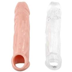 True Feel Realistic Male Extension Extender Enhancer Sleeve with Ball Loop Stamina Trainer for Men (Color : Natural)